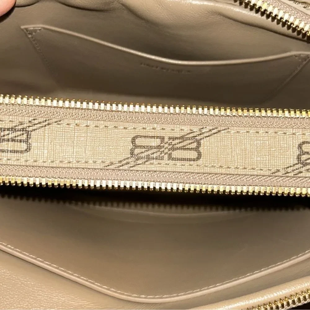 Authentic Balenciaga Signature BB Leather Pouch.